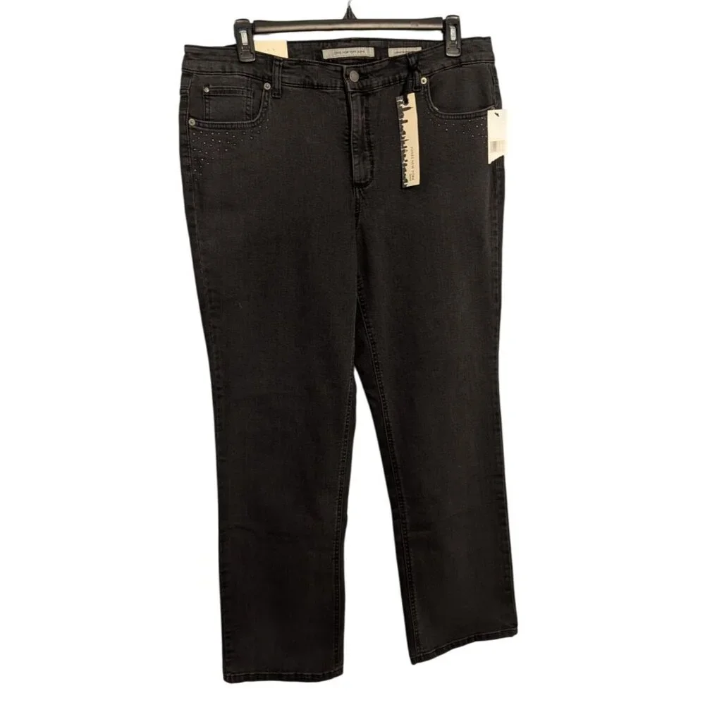 Jones New York Womens Graphite Straight Leg Jeans 20W Regular Secret Slimming Fe - Picture 2 of 14